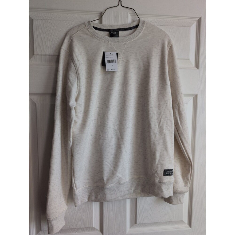 Eddie Bauer Men's Lounge Long Sleeve Soft Fashion Pullover Hoodie Oatmeal Small
